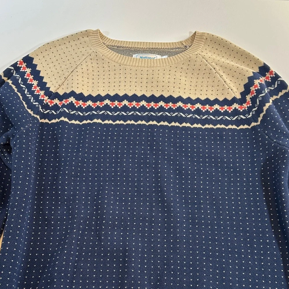 National Navy, Beige & Red Crewneck Sweater NWT Size XL